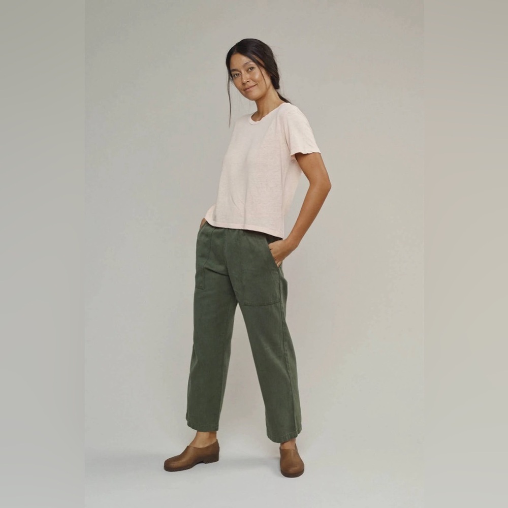 Jungmaven Ocean Pants in Agave Green. Hemp/Cotton-Twill blend